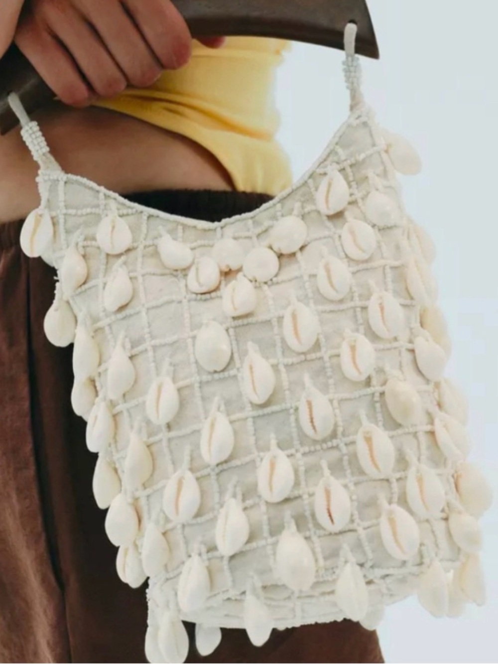 Zara Cream Shell Bucket Bag